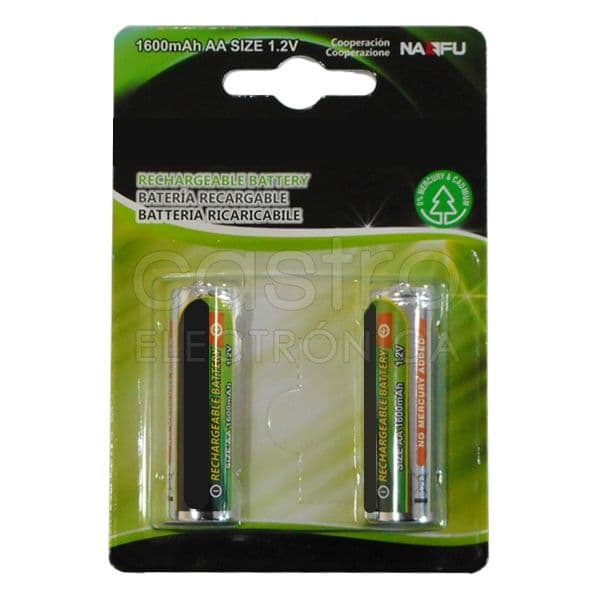 PROFTC Blister 2 Pilhas Recarregaveis 1,2V 1600mAh Ni-Mh (AA) - P6P/2PB