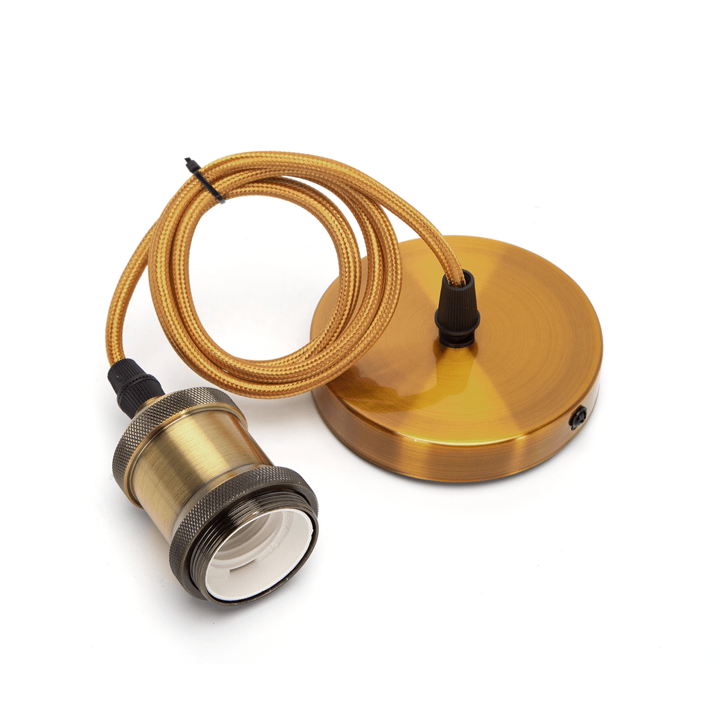 SUPORTE DE LÂMPADA DE METAL E27 2X0,75MM2 1M OURO BRONZE