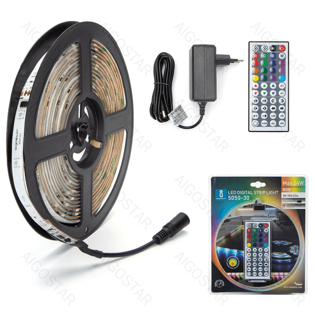 Fita De Led Rgb 5m 5050-30 44 C/ Comando - Mi816012