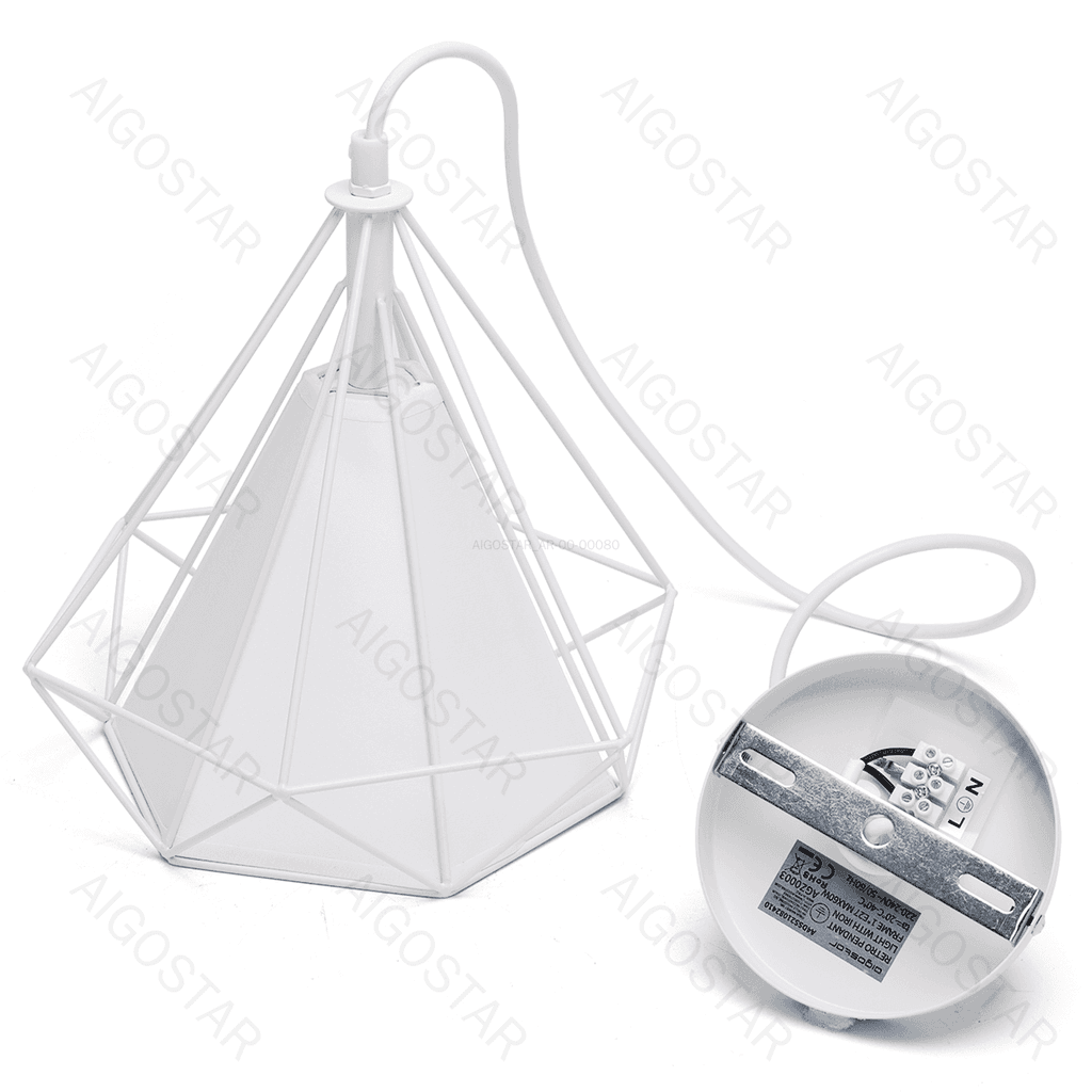 CANDEEIRO PENDENTE DE FERRO (SEM FONTE DE LUZ) BRANCO E27