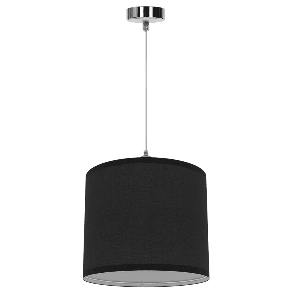 LUMINÁRIA PENDENTE DE TECIDO (SEM FONTE DE LUZ) PRETA E27