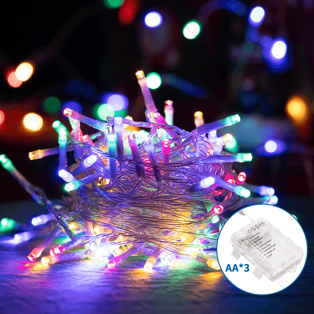 Aigostar Luzes de Natal 150 LED RGBY 3xAA 15m IP44