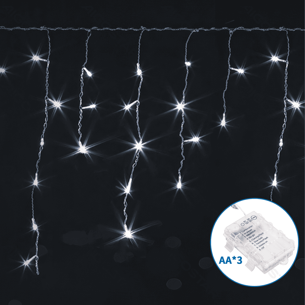 LUZES DE CORDA PLANAS DE BATERIA 3AA (ONDA), BRANCO FRIO, 5M*0,6M
