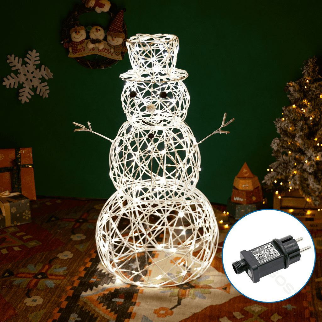 BONECO DE NEVE ACRÍLICO DE BAIXA TENSÃO, BRANCO QUENTE, 60 CM
