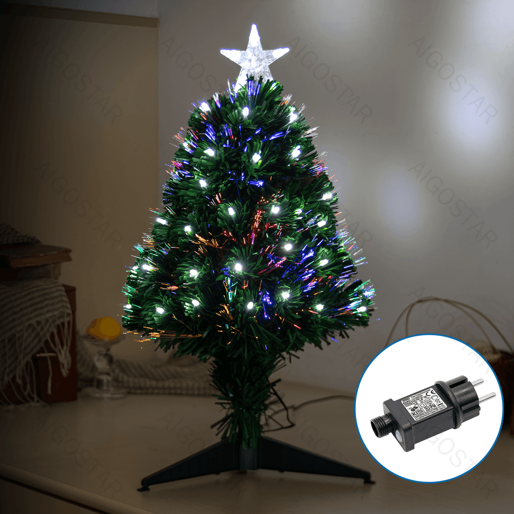 ÁRVORE DE NATAL DE FIBRA OPTIC DE BAIXA TENSÃO, BRANCO FRIO, 90CM