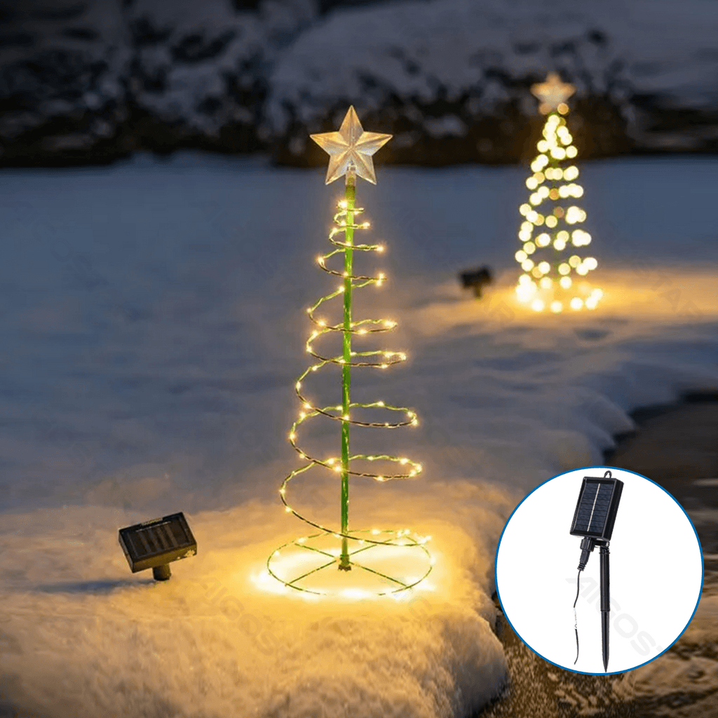 DECORAÇÃO DE ÁRVORE DE CONE DE NATAL ILUMINADA SOLAR, BRANCO QUEN
