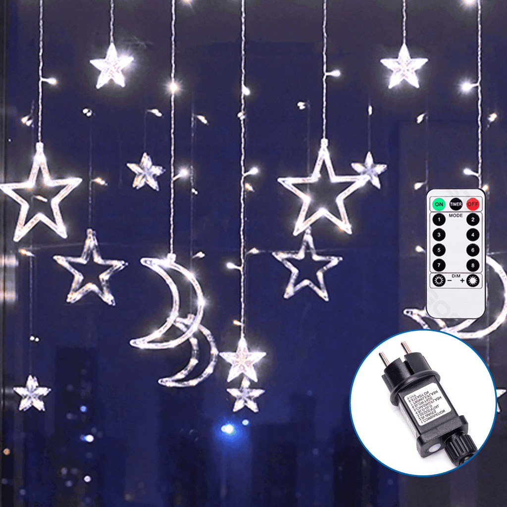 LUZES DE CORDA CONECTÁVEIS DE BAIXA TENSÃO, ESTRELAS E LUAS (ONDA
