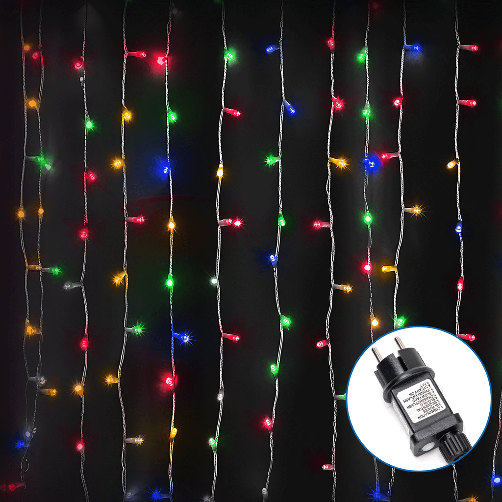 LUZES DE CORDA PLANAS DE CORTINA DE BAIXA TENSÃO, RGBY, 2M*2M