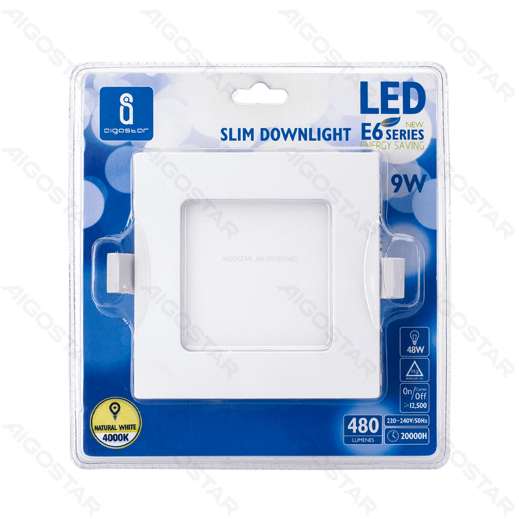 E6 LED  MONTAGEM EM SUPERFICIE QUADRADO 9W NATURAL