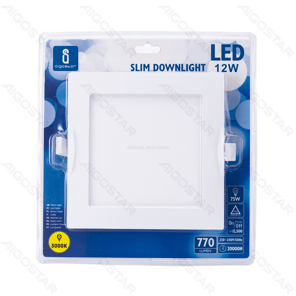 LUZ E6 LED EM FORMA DE QUADRADO 12W AMARELA