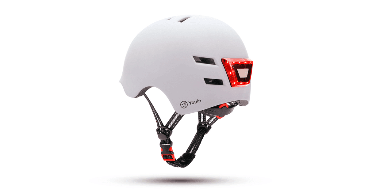 Youin Capacete C/ Luz led Dianteiro e Traseiro White - MA1011