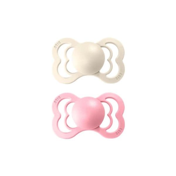Bibs Pack 2 Chupetas Supreme Látex 6-18M Ivory/Baby Pink