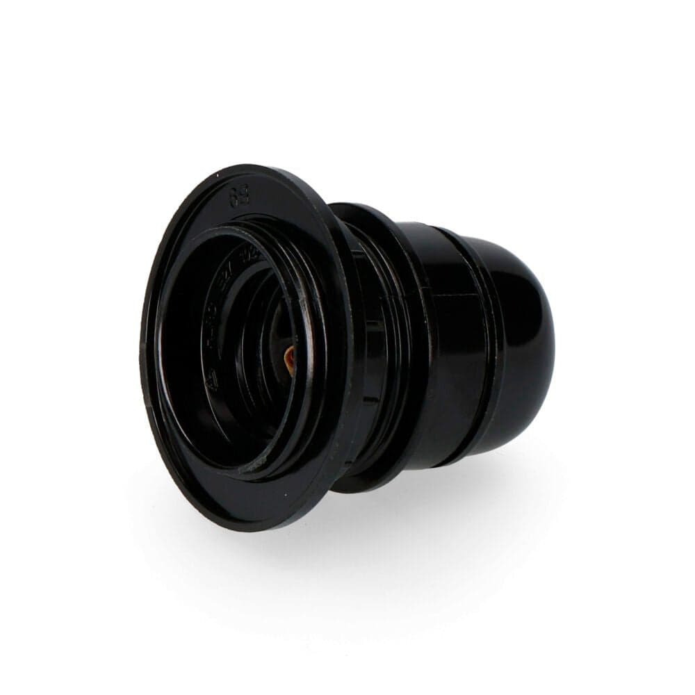 CASQUILHO COM SEMI-ROSCA E27 + ANILHA (EMBALADO) PRETO EDM