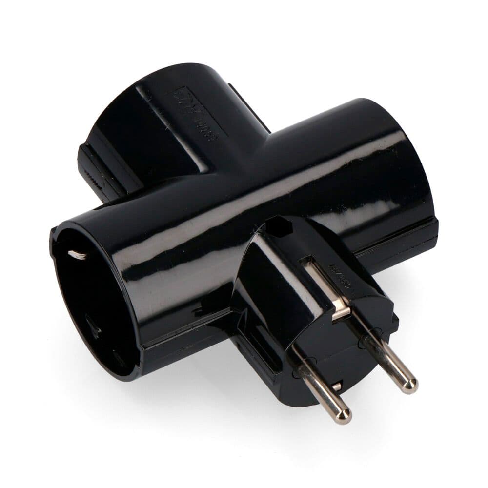 FICHA TRIPLA PRETA COM BAQUELITE T/TL 16A 250V (EMBALADA) EDM