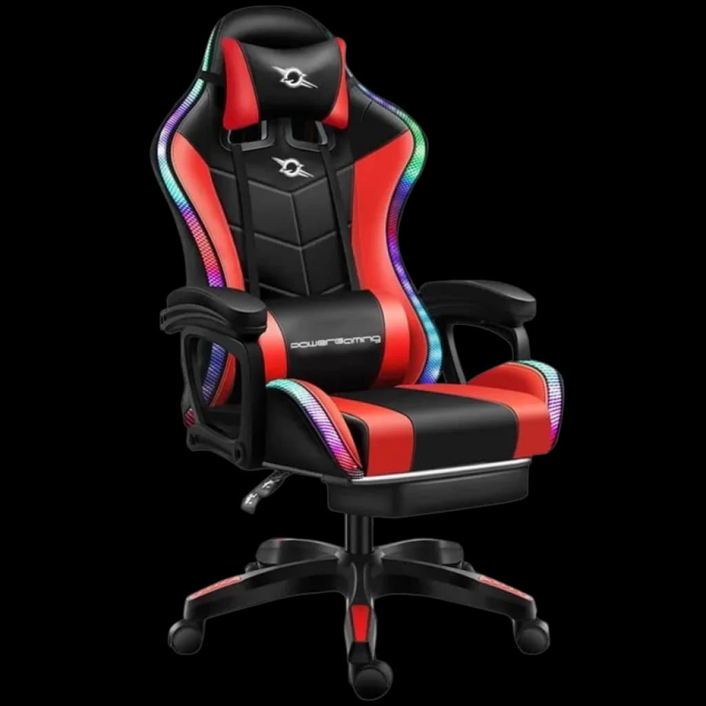 Cadeira Gaming 813 Apoio p/Pés RGB Preto / Vermelho
