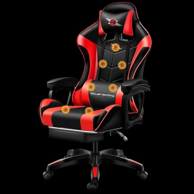 Cadeira Gaming Powergaming Apoio p/Pés e Massagem 7 Pontos Preto / Vermelho