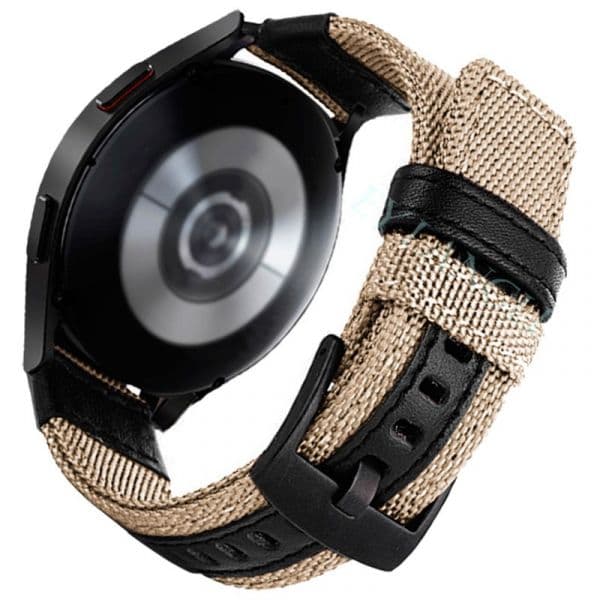 Pulseira Universal Nylon Ajustável 22mm Cáqui para Xiaomi/Amazfit/Samsung/Huawei/Realme/Ticwatch