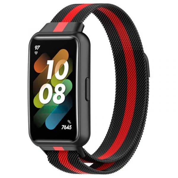 Pulseira Huawei Band 7 Milanesa Magnética Racing Preto e Vermelho - 72633