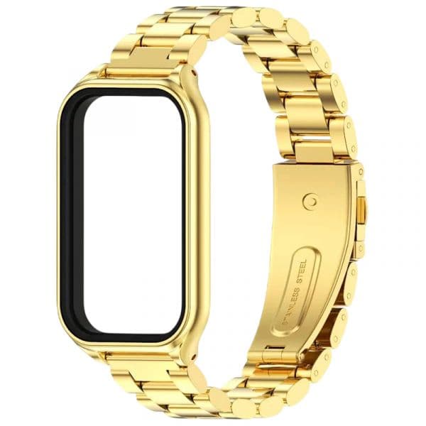 Crococase Bracelete Metal Elos para Xiaomi Mi Smart Band 8 Active / Redmi Smart Band 2 Gold