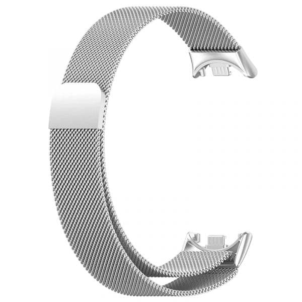 Crococase Pulseira Milanesa Magnética para Xiaomi Mi Smart Band 9/8 Silver