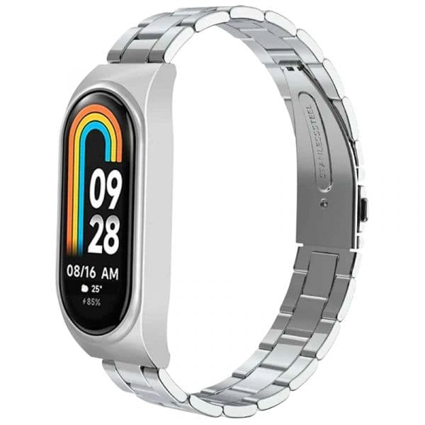 Crococase Bracelete para Xiaomi Mi Smart Band 9 / Mi Smart Band 8 Silver