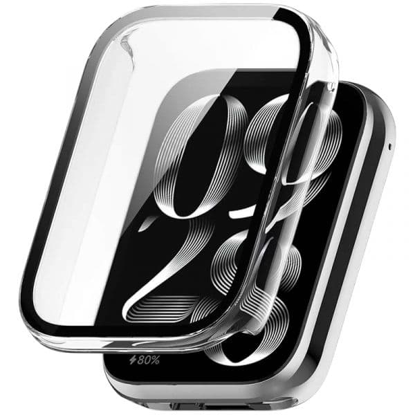 Crococase Capa PC + Vidro Temperado para Xiaomi Mi Smart Band 8 Pro Clear