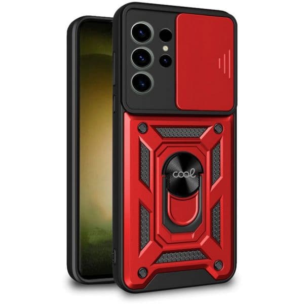 Cool Acessorios Capa Hard Ring Red para Samsung S918 Galaxy S23 Ultra