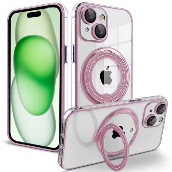 Cool Acessorios Capa Magnética com Anel para iPhone 15 Plus Pink