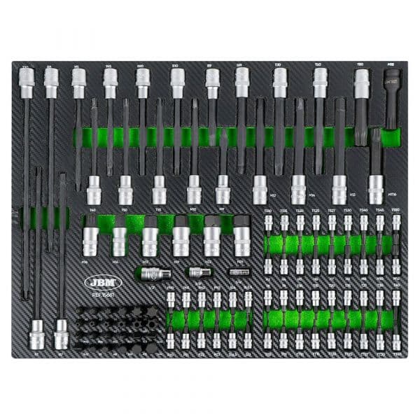Jbm Pontas Bit Socket Set In Carbon Fiber Finish Eva Tray 104 Peças Transparente