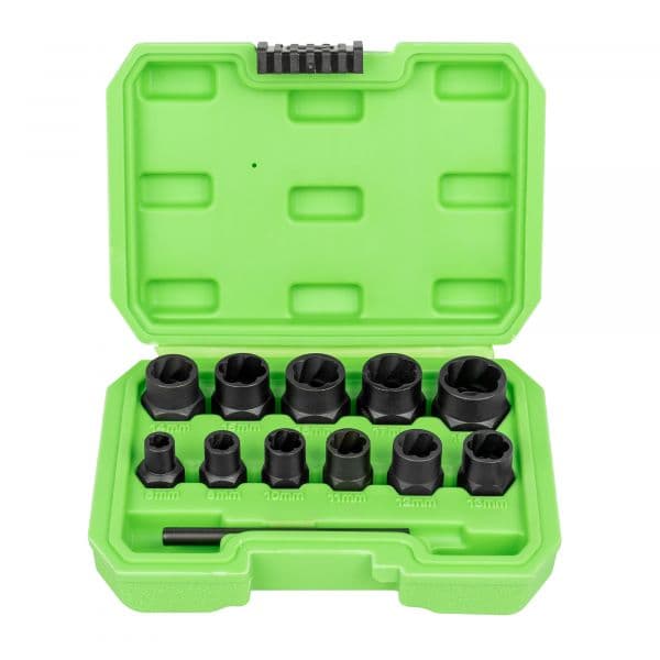 Jbm Conjunto de Pontas 3/8´´ 6-19 Mm Twist Sockets para Extracting Nuts Security Screws Set Verde