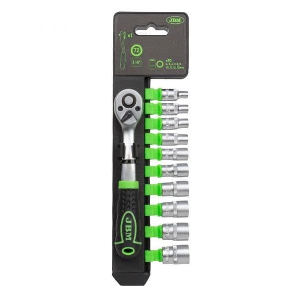 Jbm 1/4´´ 72-teeth Ratchet With Hexagonal Sockets Prateado