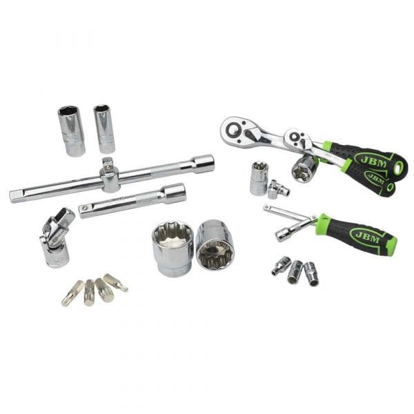 Jbm Pontas Tool Case 12 Edge Sockets Chrome 113 Peças Prateado
