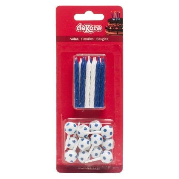 Dekora Pack Velas Futebol Azul e Branco - 540345315