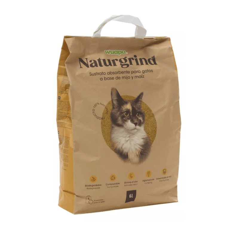 Wuapu Naturgrind Sustrato de Maiz y Mijo para gatos