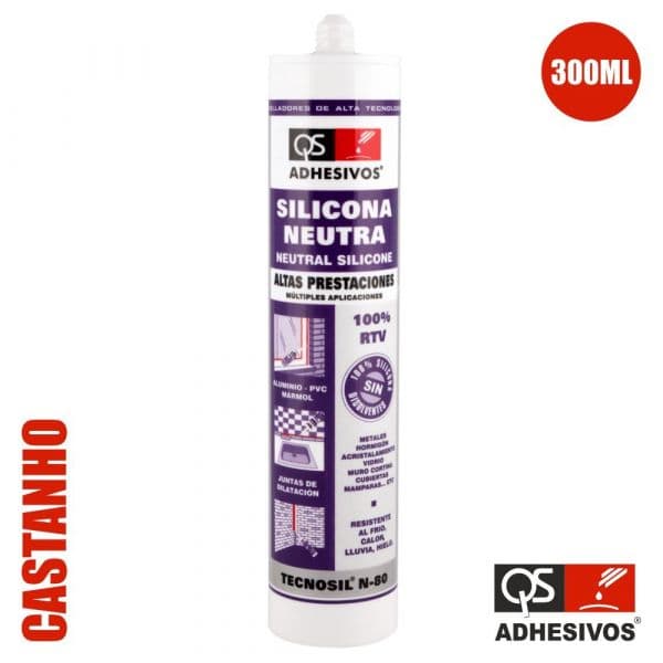 Qs Adhesivos Silicone Neutro Alto Desempenho Castanho 300ml Qs - TECNOSIL-N80-CT