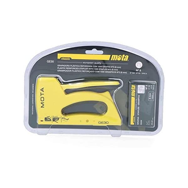 Agrafador Clássico N° 3 + 1000 Agrafos 8mm GE30 Mota, Preto