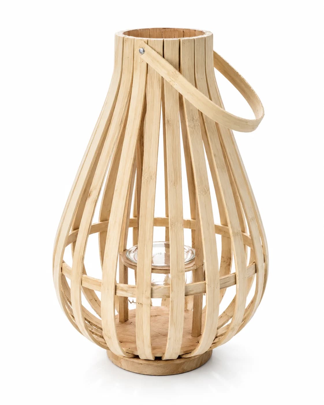 Porta Velas Farol em Bambu 25 x 31 cm
