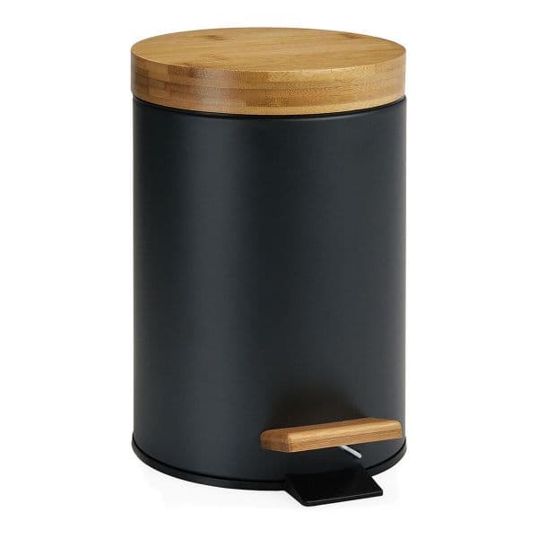 Andrea House Caixote do Lixo com Pedal Preto/bambu 3l