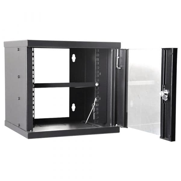 Armário Rack 6U 10" para Parede com Passa-Cabos