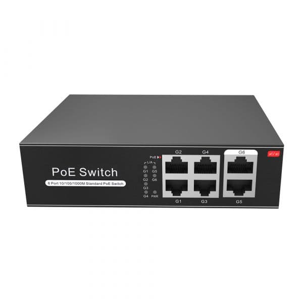 Switch PoE Mesa 4 Portas POE 2 Uplink RJ45 1000 Mbps 60W SW0604POE-G-65-E