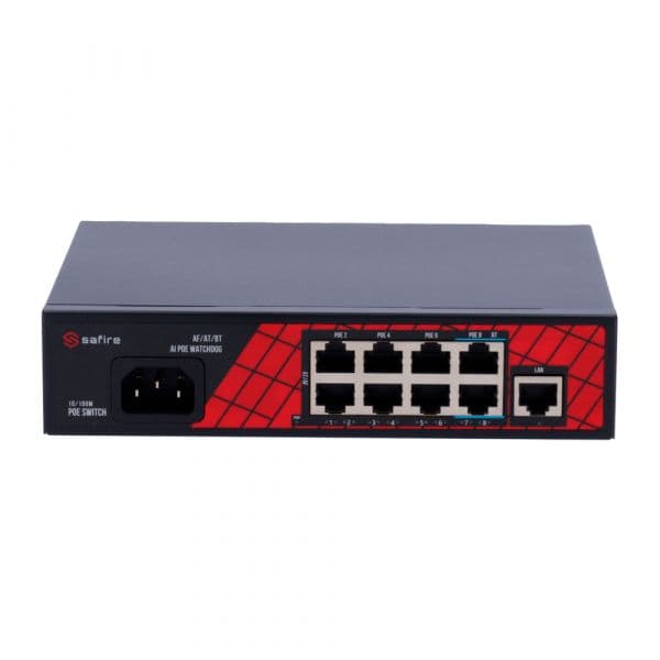 Safire Switch de Mesa 9 Portas RJ45 10/100 Mbps 6 Portas PoE+
