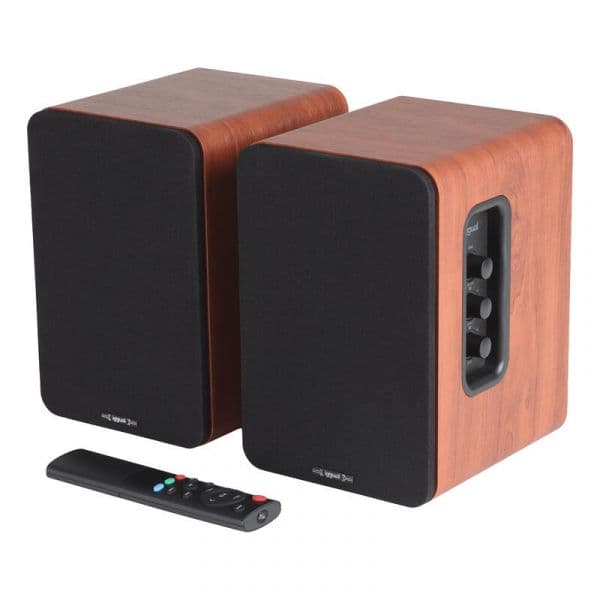 Iggual IGG319963 Altifalantes 2.0 Canais 50W RMS Bluetooth 5.3 USB HDMI Comando Remoto Portátil Home Studio Madeira
