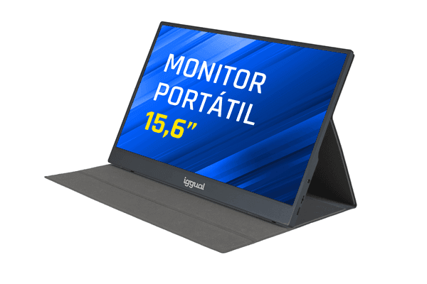 Monitor Iggual 15.6" MPL156 Full HD 60Hz IPS LED USB-C HDMI VESA Colunas Integradas Preto