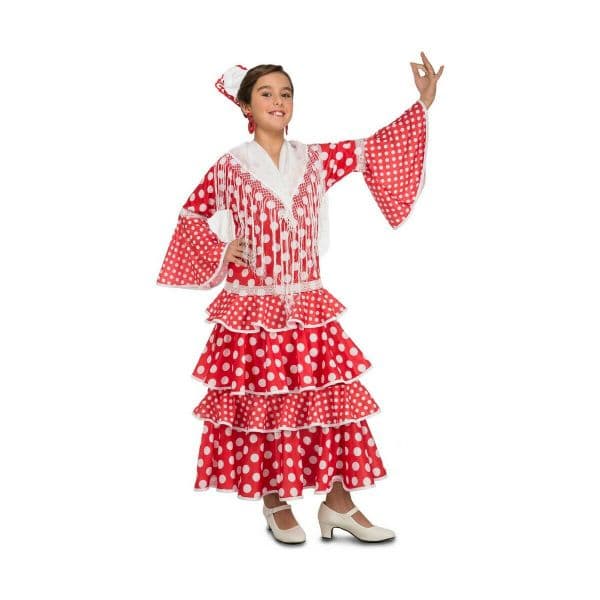 Viving Costumes Flamenco Sevilla Disfarce Menina Vermelho 5-6 Anos