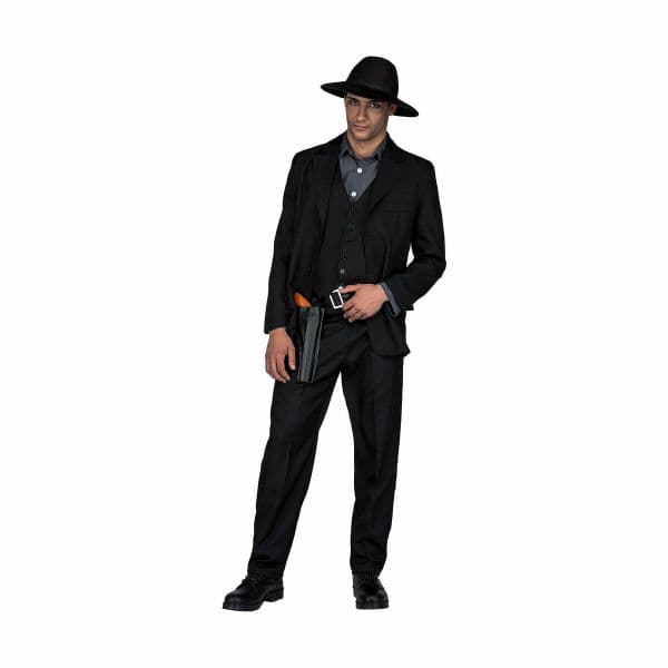 Viving Costumes Gunman Disfarce Homem Preto M-L