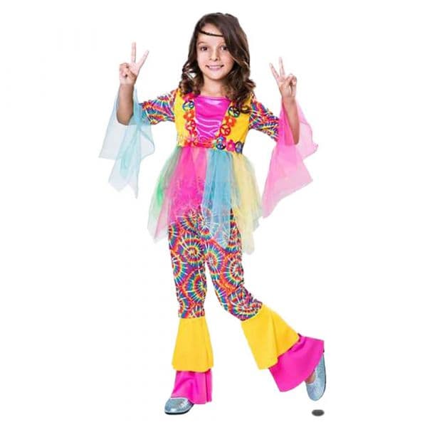 Viving Costumes Hippie Disfarce Menina Rosa 10-12 Anos