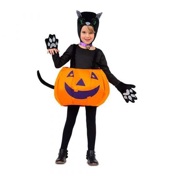 Viving Costumes Pumpkin Cat Disfarce Menina Laranja M