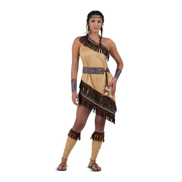 Viving Costumes Indian Maiden Disfarce Mulher Castanho XL