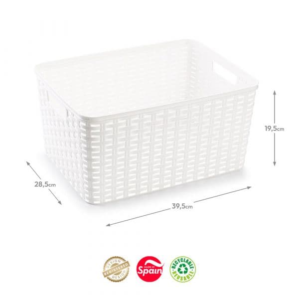PlasticForte Caixa Arrumação Rattan Nº5 18L Branco