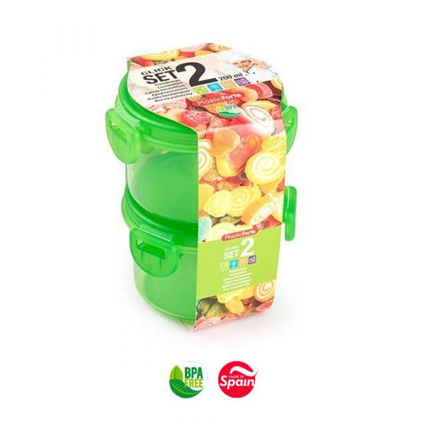 PlasticForte Caixa Hermética Click Redonda Plástico Sortido 200ml 2un